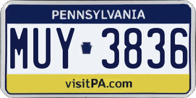 PA license plate MUY3836