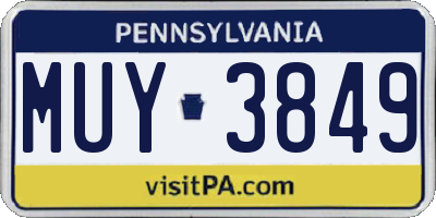 PA license plate MUY3849