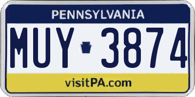 PA license plate MUY3874