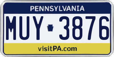 PA license plate MUY3876