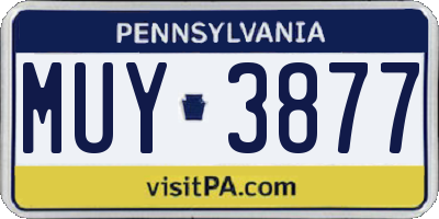 PA license plate MUY3877