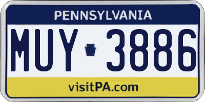 PA license plate MUY3886