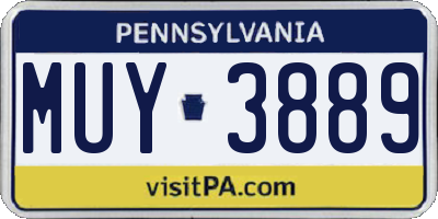 PA license plate MUY3889