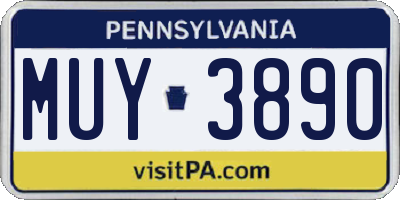 PA license plate MUY3890