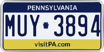 PA license plate MUY3894