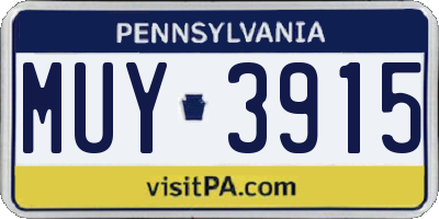 PA license plate MUY3915
