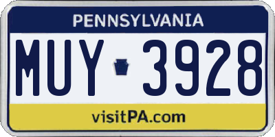 PA license plate MUY3928