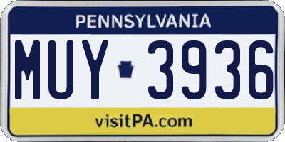 PA license plate MUY3936