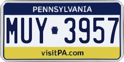 PA license plate MUY3957