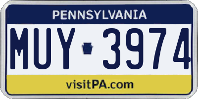 PA license plate MUY3974