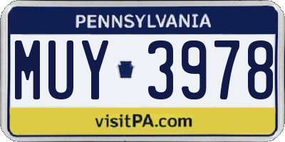 PA license plate MUY3978