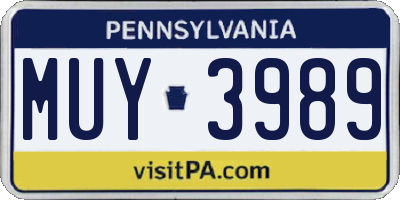 PA license plate MUY3989