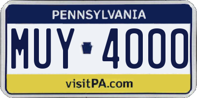 PA license plate MUY4000