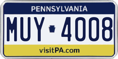 PA license plate MUY4008