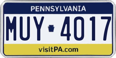 PA license plate MUY4017