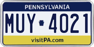PA license plate MUY4021