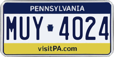 PA license plate MUY4024