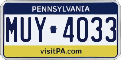 PA license plate MUY4033