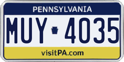 PA license plate MUY4035