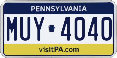 PA license plate MUY4040