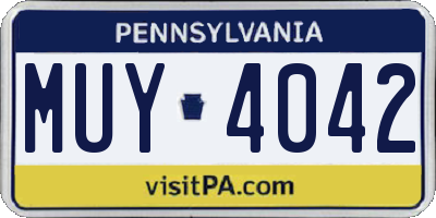 PA license plate MUY4042