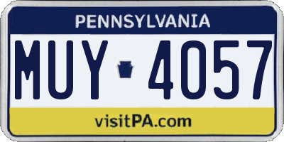 PA license plate MUY4057