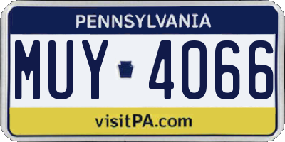 PA license plate MUY4066