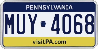 PA license plate MUY4068
