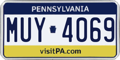 PA license plate MUY4069