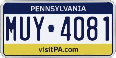PA license plate MUY4081