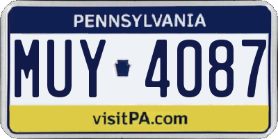 PA license plate MUY4087