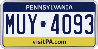 PA license plate MUY4093