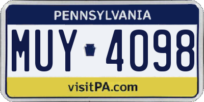 PA license plate MUY4098
