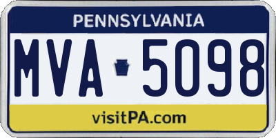 PA license plate MVA5098