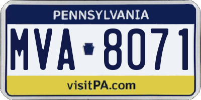 PA license plate MVA8071
