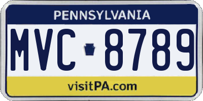 PA license plate MVC8789