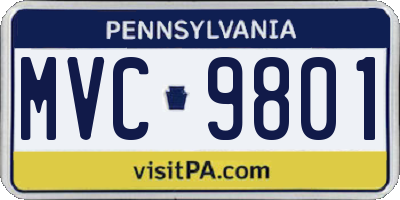 PA license plate MVC9801