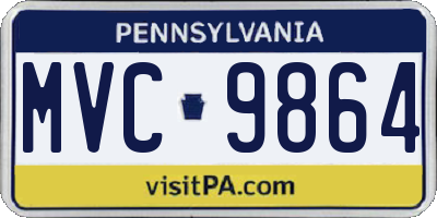 PA license plate MVC9864