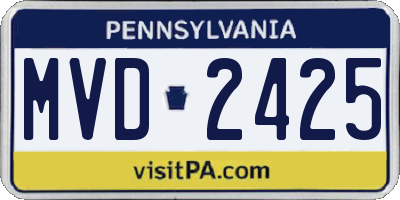 PA license plate MVD2425