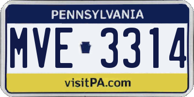 PA license plate MVE3314