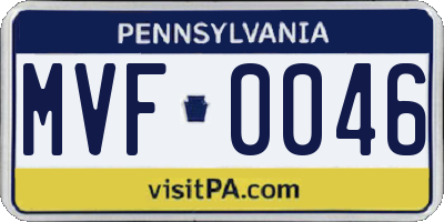 PA license plate MVF0046