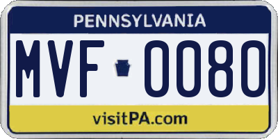 PA license plate MVF0080