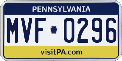 PA license plate MVF0296