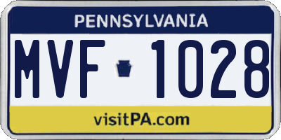 PA license plate MVF1028