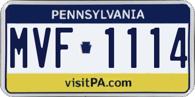 PA license plate MVF1114