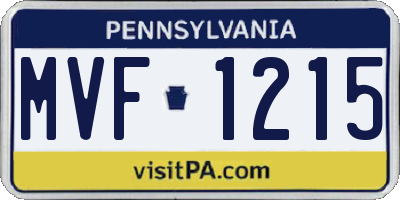 PA license plate MVF1215
