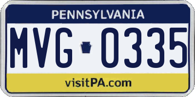 PA license plate MVG0335