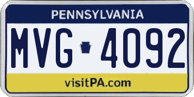 PA license plate MVG4092