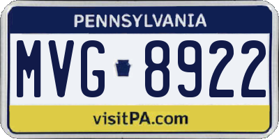 PA license plate MVG8922