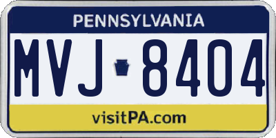 PA license plate MVJ8404